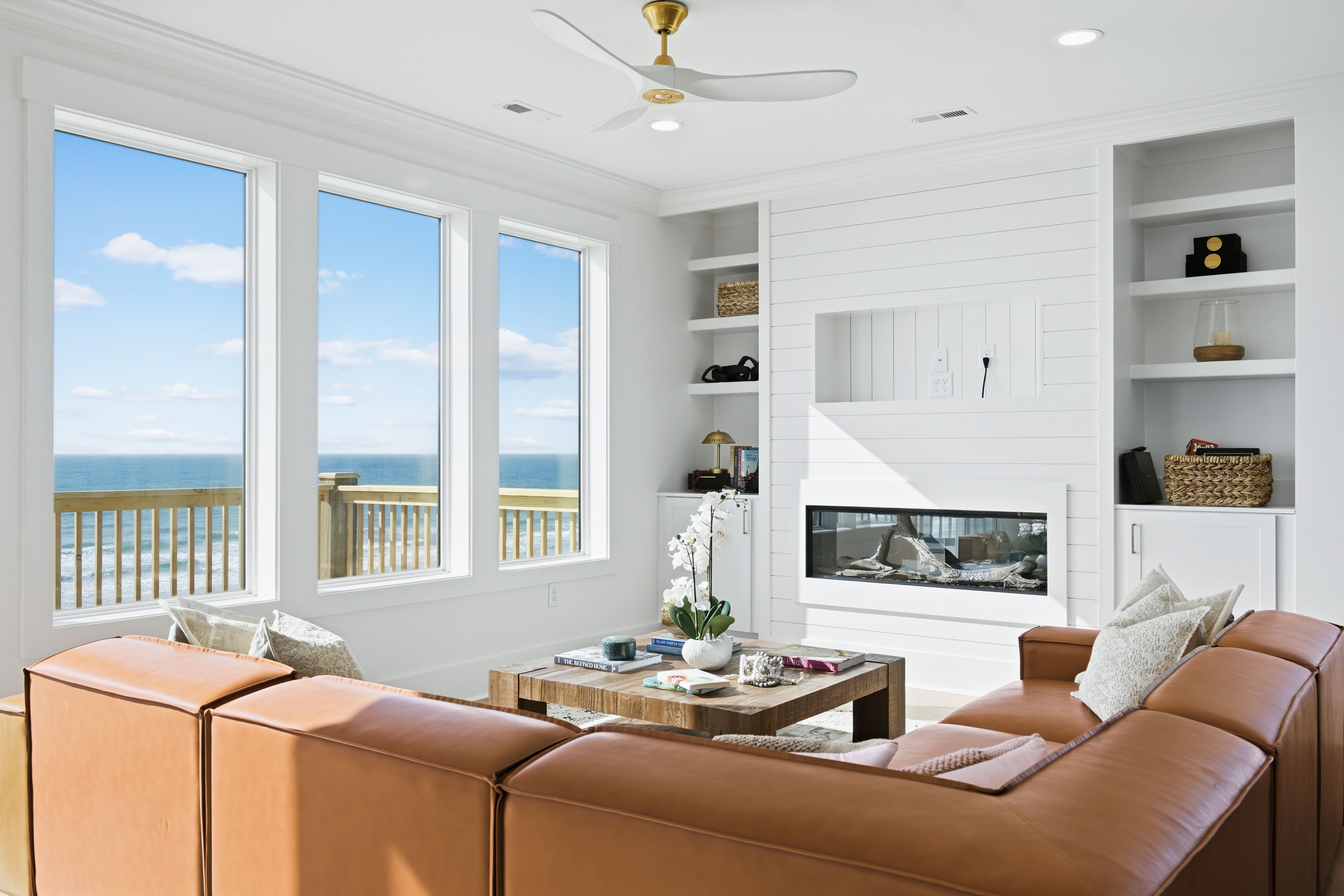 Ocean-view living room at 740 Dune Ridge Court